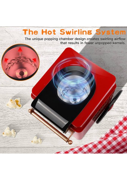 Patlamış Mısır Makinesi, Sıcak Hava Patlamış Mısır Makinesi, Vintage Masaüstü Elektrikli Patlamış Mısır Makinesi, Ev Için Sağlıklı ve Hızlı Atıştırmalık, Ab Fişi (Yurt Dışından) fırsatları