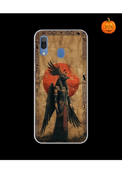 Samsung Galaxy A20 Uyumlu Şeffaf Kılıf Antik Mısır 7 Tasarımlı