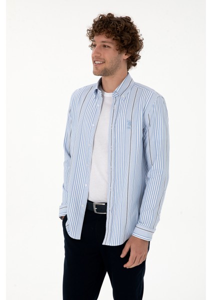 Erkek Açık Mavi Gömlek Desenli 50316573-VR003