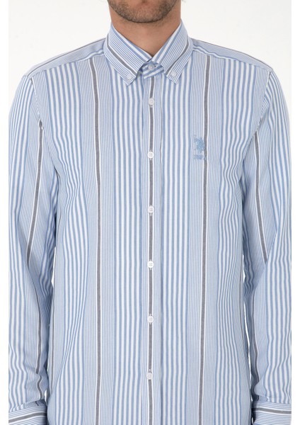 Erkek Açık Mavi Gömlek Desenli 50316573-VR003