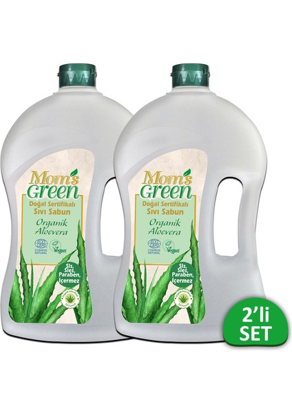 2'li Set Mom's Green Doğal Sertifikalı Sıvı Sabun - Organik Aloeveralı 1500 ml *2 Adet