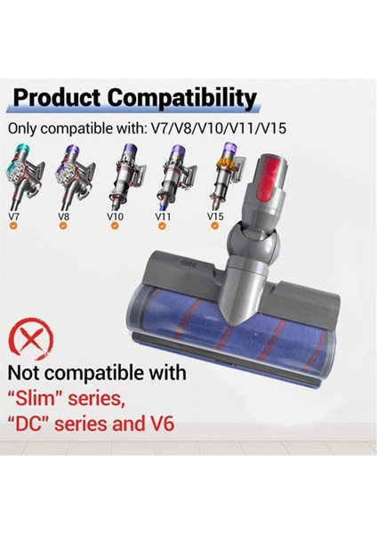 Dyson V7 V8 V10 V11 V15 Kablosuz Süpürgeler Için Elektrikli Süpürge Başlıkları ve Halı Zeminler Için LED Toz Işıkları (Yurt Dışından) fırsatları
