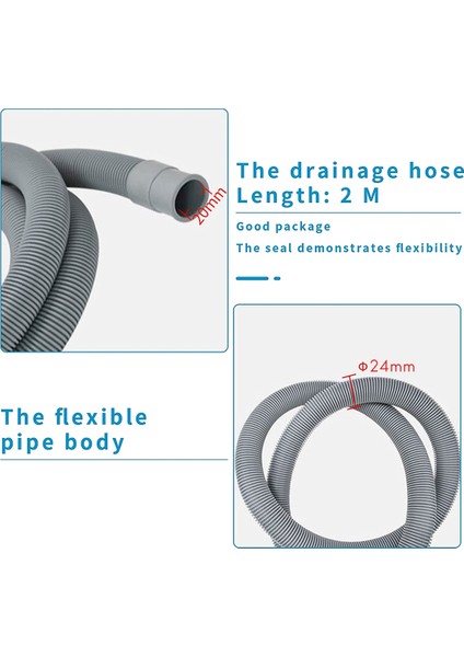 Tahliye Hortumu Uzatma Seti Evrensel Çamaşır Makinesi Hortumu 2m, Braket Hortum Bağlantısı ve Hortum Kelepçeleri Dahil Tahliye Hortumları (Yurt Dışından) indirimleri
