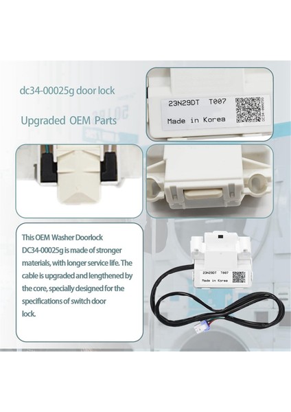 DC34-00025G Anahtar Kapı Kilidi AP6884125 PS12720530 EAP12720530 Samsung WA50R5200AW/US WA50R5400AW/US Çamaşır Makinesi Kapı Kilidi (Yurt Dışından) modelleri