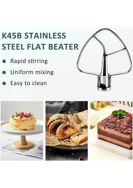 Kitchenaid 4,5-5 Quart Eğimli Kafa Stand Mikser Ataşmanları Için Paslanmaz Çelik Düz Çırpıcı Hamur Kancası (Yurt Dışından) indirimleri