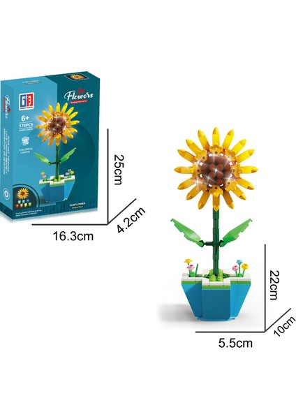 Saksılı Renkli Işıklı Blok Çiçek - Ayçiçeği 178 Parça fiyatları