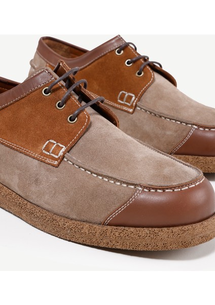 Retro Görünümlü Deri Bağlı Ayakkabı