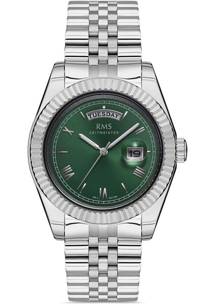 RMS.1.AG1349.06 Kristal Camlı Çelik Kordon Çelik Kasa 5 Atm Suya Dayanıklı Metalik Renk Erkek Kol Saati