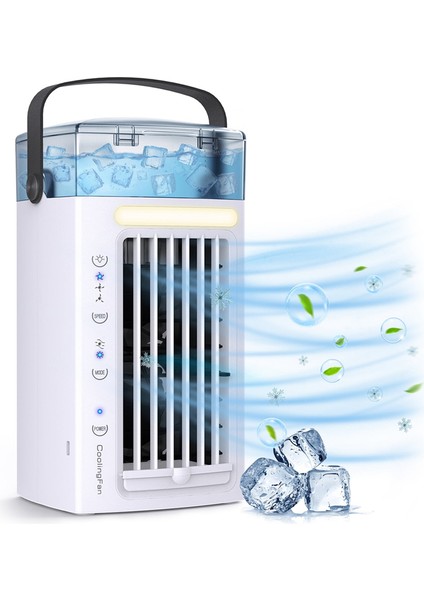 Yatak Odası Için 3 Fan Hızı ve 7 Renkli LED Işıklı Taşınabilir Klima Fanı 3'ü 1 Arada Masa Üstü Hava Soğutucu ve Nemlendirici (Yurt Dışından) fırsatları