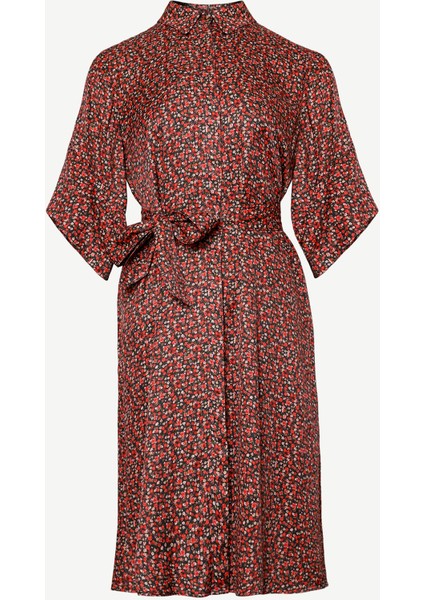 Kuşaklı Uzun Kollu Gömlek Elbise