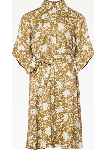 Kuşaklı Uzun Kollu Gömlek Elbise