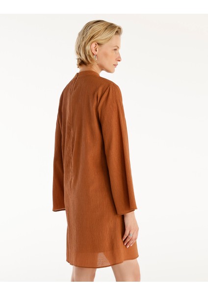 Bisiklet Yaka Uzun Kollu Kısa Elbise