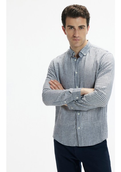 Blok Renkli Uzun Kollu Gömlek