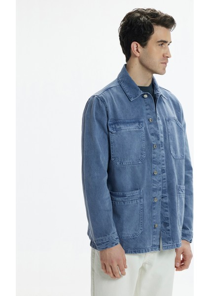 Non-Denim Gömlek Yaka Dört Cepli Düğmeli Ceket