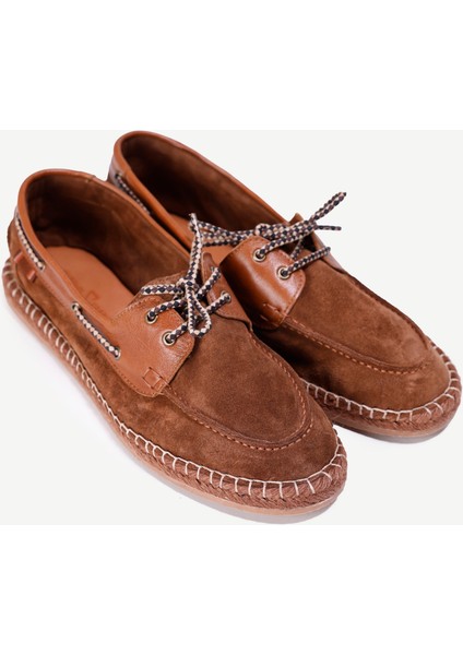 Hasır Bağlı Deri Espadril