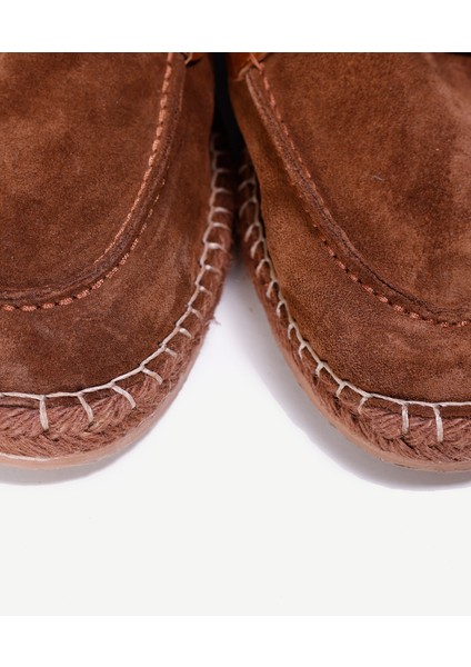 Hasır Bağlı Deri Espadril