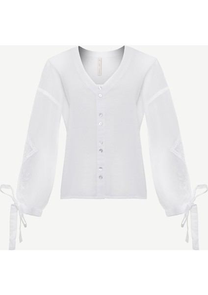 V Yaka Balon Kol Bluz