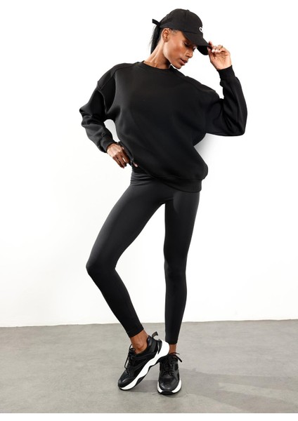 Siyah Parçalı Basic Sweatshirt 3408 fiyatları