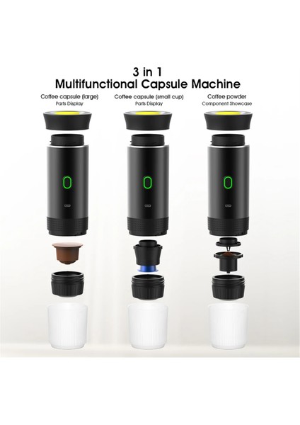 3'ü 1 Arada Mini Kablosuz Elektrikli Taşınabilir Espresso Kahve Makinesi Araba ve Ev Kamp Seyahat Kapsül Kahve Makinesi Beyaz (Yurt Dışından) fiyatları