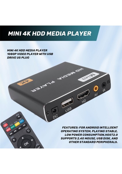 Mini 4K HDD Medya Oynatıcısı 1080P Yatay ve Dikey Dijital Video Oynatıcı USB Sürücü/sd Kartlar ve Abd Fişi (Yurt Dışından) indirimleri