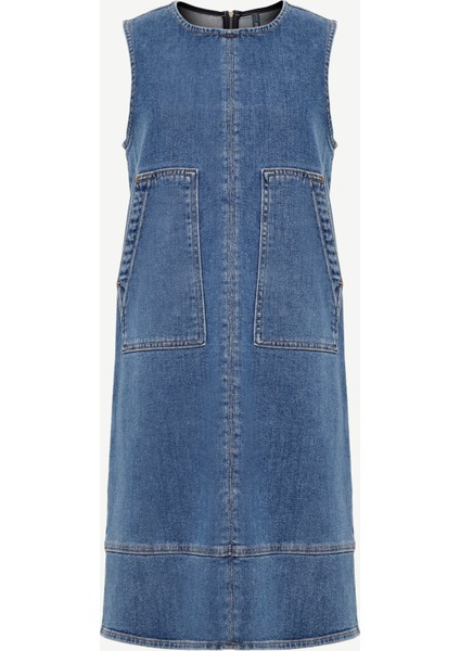 Cepli Kısa Denim Elbise