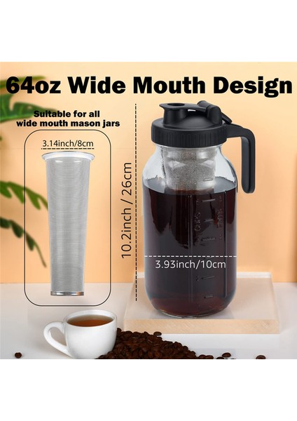 Soğuk Demleme Kahve Makinesi 64 Oz Soğuk Demleme Sürahisi Paslanmaz Çelik Süper Yoğun Filtreli Buzlu Demleme Kahve, Buzlu Çay-B (Yurt Dışından) fırsatları