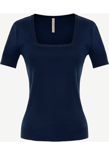 Kare Yaka Yarım Kollu Triko