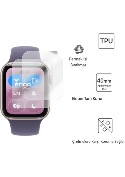 Apple Watch Se 3 44MM Tpu Ekran Koruyucu 2’li Şeffaf Film