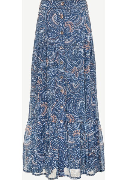 Önü Düğmeli Midi Etek