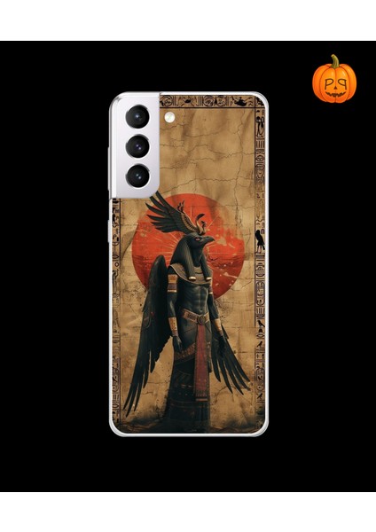 Samsung Galaxy S21 Uyumlu Şeffaf Kılıf Antik Mısır 7 Tasarımlı