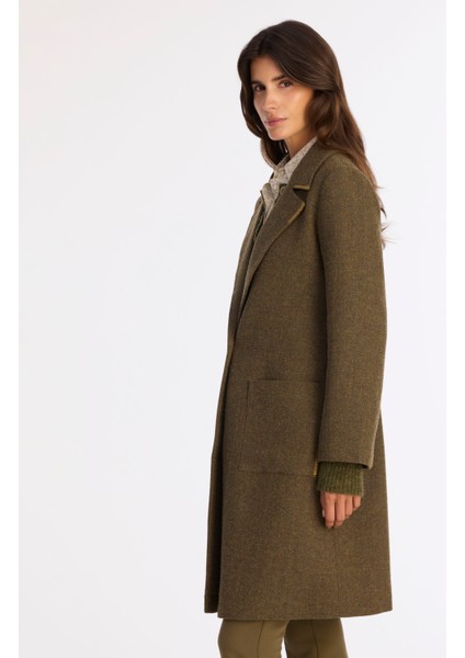 Dikiş Detaylı Kemerli Uzun Palto