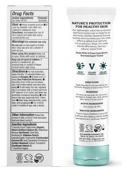 Organik Yüz Güneş Kremi - Spf 30 - Mavi Işık Korumalı - Doğal Mat Bitiş - Mineral Filtre - 50 ml fiyatları