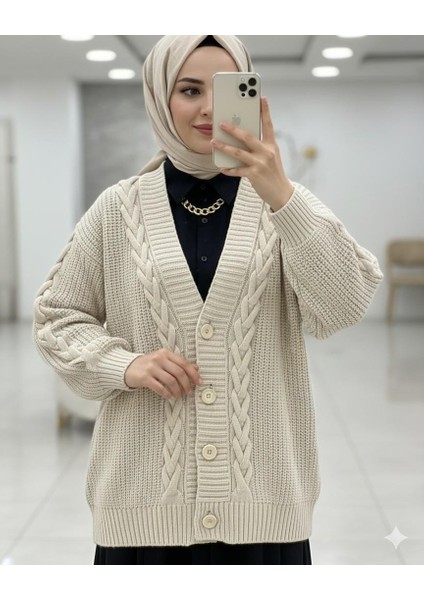 Örgü Zincir Detaylı Kışlık Hırka modelleri