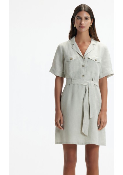 Ceket Yaka Kısa Kol Elbise