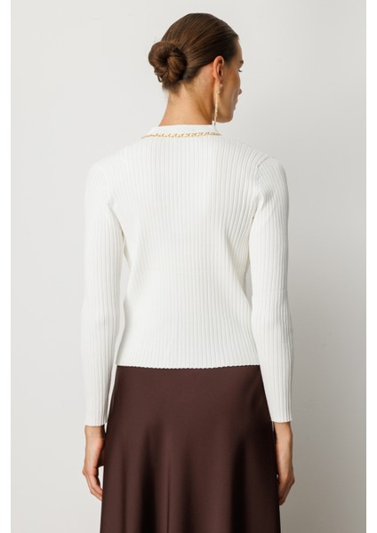 Kadın Zincirli Fitilli Hırka 60951 Ekru fırsatları