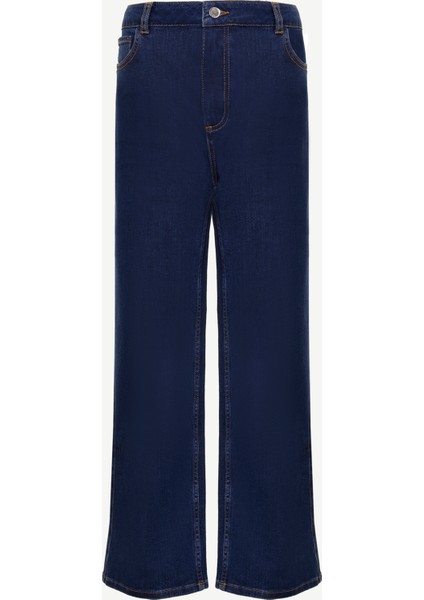 Yüksek Bel Cep Detaylı Denim Pantolon