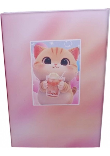 Puffy Kabartma Yüzey ( 14*20 Cm) 80 Yaprak Renkli Çizgili Hatıra Defteri ( Drinking Cat) fırsatları
