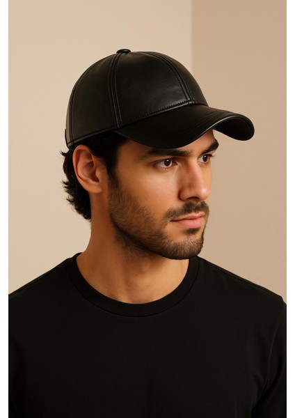 %100 Pu Deri Şık ve Ayarlanabilir Unisex Suni Deri Şapka Kadın/erkek Deri Spor Şapka
