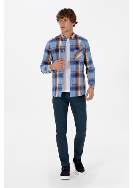 Erkek Koyu Mavi Gömlek Desenli 50308481-VR032 fırsatları