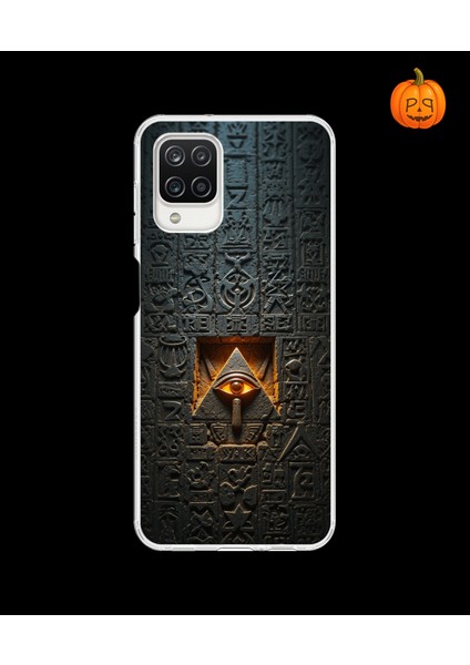 Samsung Galaxy A12 Uyumlu Şeffaf Kılıf Antik Mısır 4 Tasarımlı