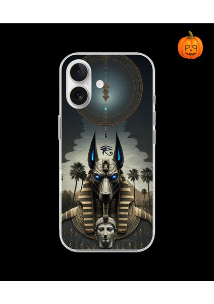 iPhone 16 Uyumlu Şeffaf Kılıf Antik Mısır 5 Tasarımlı