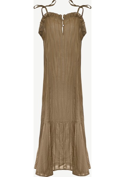 Kare Yaka Midi Elbise