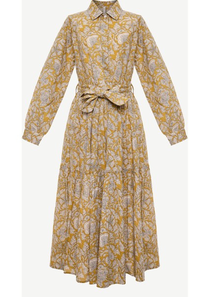 Kemerli Uzun Kollu Gömlek Elbise