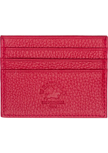 Hakiki Deri Slim Ince Unisex Kartlık - Kırmızı modelleri