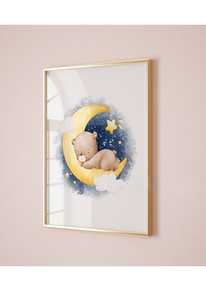 (Çerçevesiz)Teddy Bear Bebek Odası 3lü Poster Seti, Kişiselleştirilebilir 3lü Çerçevesiz Poster Seti