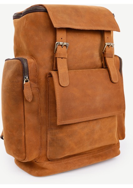 Çok Bölmeli Deri Sırt Çantası