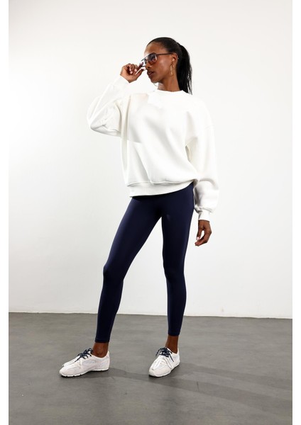 Beyaz Parçalı Basic Sweatshirt 3408 fiyatları