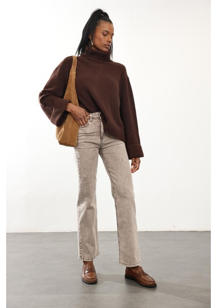 Yıkamalı Kahve Likralı Straight Jean RM1013 fiyatları