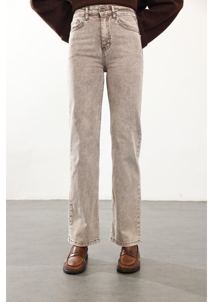 Yıkamalı Kahve Likralı Straight Jean RM1013 fırsatları