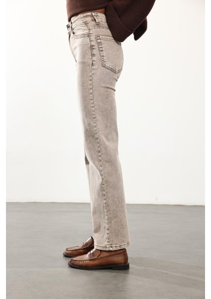 Yıkamalı Kahve Likralı Straight Jean RM1013 indirimleri